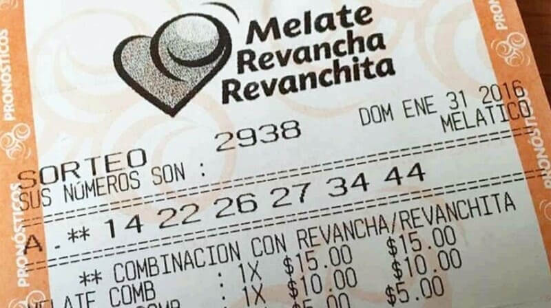 Boleto de loteria Melate Revancha Revanchita